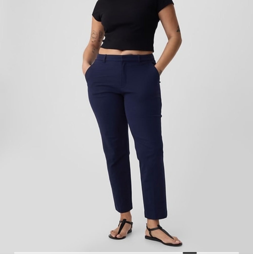 Gap BiStretch Mid Rise Slim Pants work trousers navy 14 long